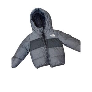 North Face Jacket Infant 12-18M Gray Black Hooded Puffer 550 Down Lined Warm S22